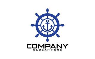 logotipo de emblemas retro marinos con ancla y dirección de barco, logotipo de ancla vector