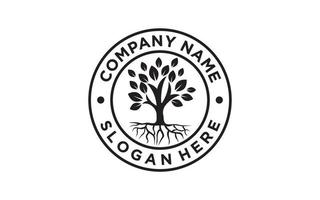 Tree Stamp Seal Emblem Oak Banyan Maple logo vector design