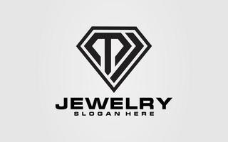 Logo initial T J diamond line art illustration vector template