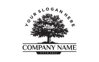 Vintage oak Maple Tree service logo design vector