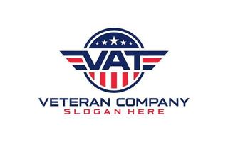 veterans patriot Flag Emblem Wings logo design vector