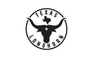 etiqueta vintage vaca de cuernos largos de texas