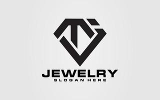 Logo initial T J diamond line art illustration vector template