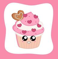 Cute Valentine's Cupcake vector