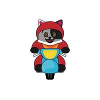 cute cat drive motorcycle vector