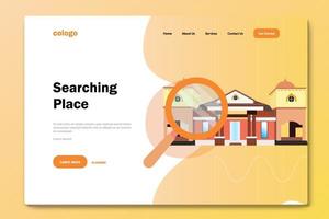 Modern Landing page interface design Searching Building company web page template. Vector  isometric searching building gradient colors. Eps 10. - Vector