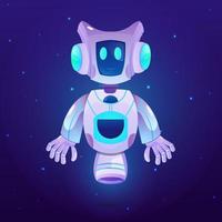 Design Cute robot character with galaxy space background vector