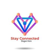 Logo diamond connected of technology shape vector