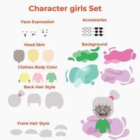 Vector Design of girl creation Character set for build your own avatar