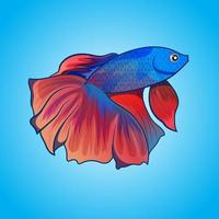 vector exotic Betta fish Halfmoon beautiful color artwork illustration isolated on water background. Design Can for Drawing book or element for product