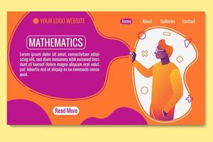 Landing Page education of mathematics study with illustration man. Template for websites, or apps. Modern design. Abstract vector style.Minimal geometric background. Eps10 vector.