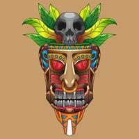 ilustración astec tiki máscara fantasía dios indio en áfrica estatua hawaiana para prendas de vestir diseño de camisetas y disfraces vector