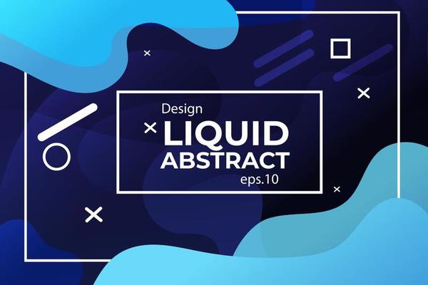 Set of modern abstract  Liquid color banners. Flat geometric shapes of different colors with black outline. Modern design isolated white background