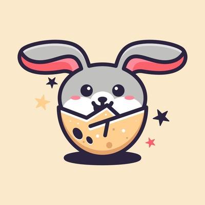CUTE EASTER EGG AND CUTE BUNNY