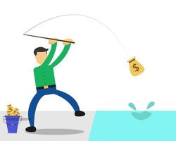 Illustration vector design of businessman fishing the money