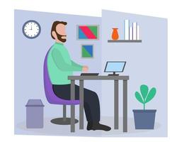 Illustration vector design of man working at his computer