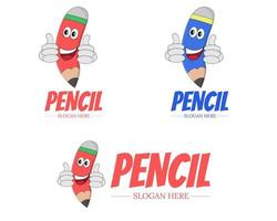 Illustration vector design of pencil mascot logo for business or company