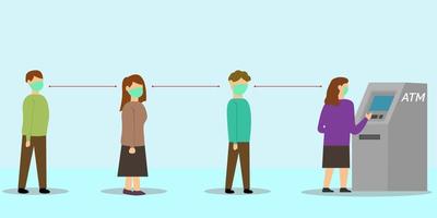 Illustration vector design of people queue at automated teller machine