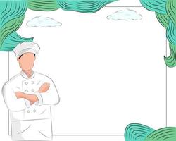 Illustration vector design of chef male background with blank copy space text area