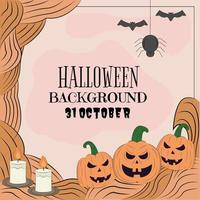 Hand drawn illustration vector design of Halloween background with blank copy space text area