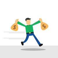 Illustration vector design of businessman running and holding money bags