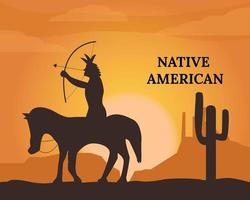 Illustration vector design of Native American background landscape