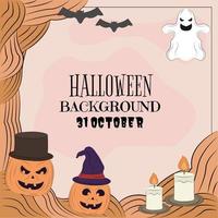 Hand drawn illustration vector design of Halloween background with blank copy space text area