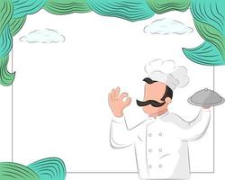 ilustración, diseño vectorial, de, chef, macho, plano de fondo, con, espacio en blanco, espacio de copia, área de texto vector