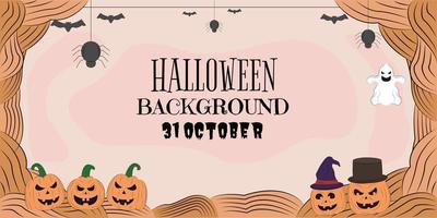 Hand drawn illustration vector design of Halloween background with blank copy space text area