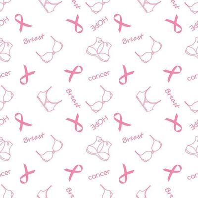 Breasts in pink bra with white dots Stock Vector