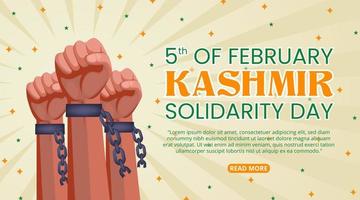 Kashmir day banner with raising hands off from handcuff vector