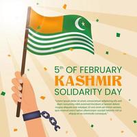 Kashmir day background with a hand waving a flag vector