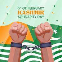Kashmir day background with hands break a handcuff vector