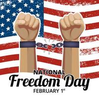 National freedom day background with hands breaking a handcuff vector