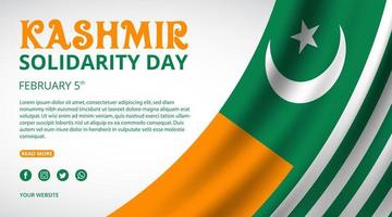 Kashmir day banner with a realistic flag vector