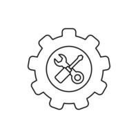 gear and wrench repair icon vector