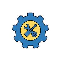 gear and wrench repair icon vector