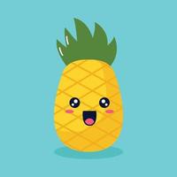 linda ilustración de personaje de piña vector