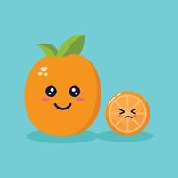 linda ilustración de personaje de fruta naranja vector