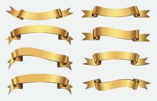 Set of gold ribbon banners. vector