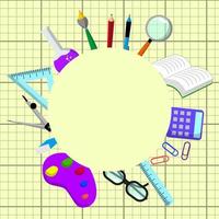 copy space school tools and collage tools with geometric background vector