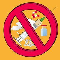say no to drug illustration, warning vector