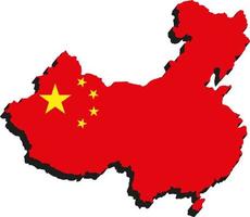 Bandera de china isométrica 3d en el mapa de china vector