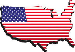 3d isometric USA flag in america map vector