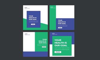 Medical and health social media banner bundle set template design vector