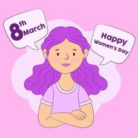 Woman with speech bubble, happy women's day. vector