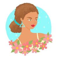 A woman surrounded by flowers, international women's day, march 8th vector