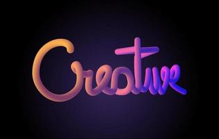 Handwritten Creative word with vibrant colourful 3D effect. Creative vector illustration with sponge and 3D effect.