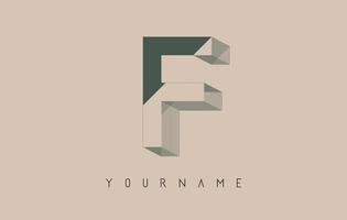 Wireframe F Letter Logo Design in two colors. Creative vector illustration with wired, mirrored outline frame.