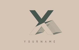 Wireframe X Letter Logo Design in two colors. Creative vector illustration with wired, mirrored outline frame.